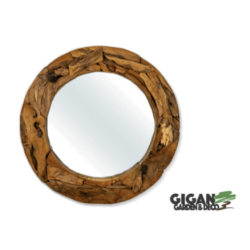 MIROIR EN BOIS TECK ROND...