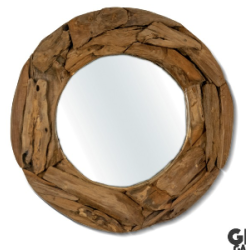 MIROIR EN BOIS TECK ROND...